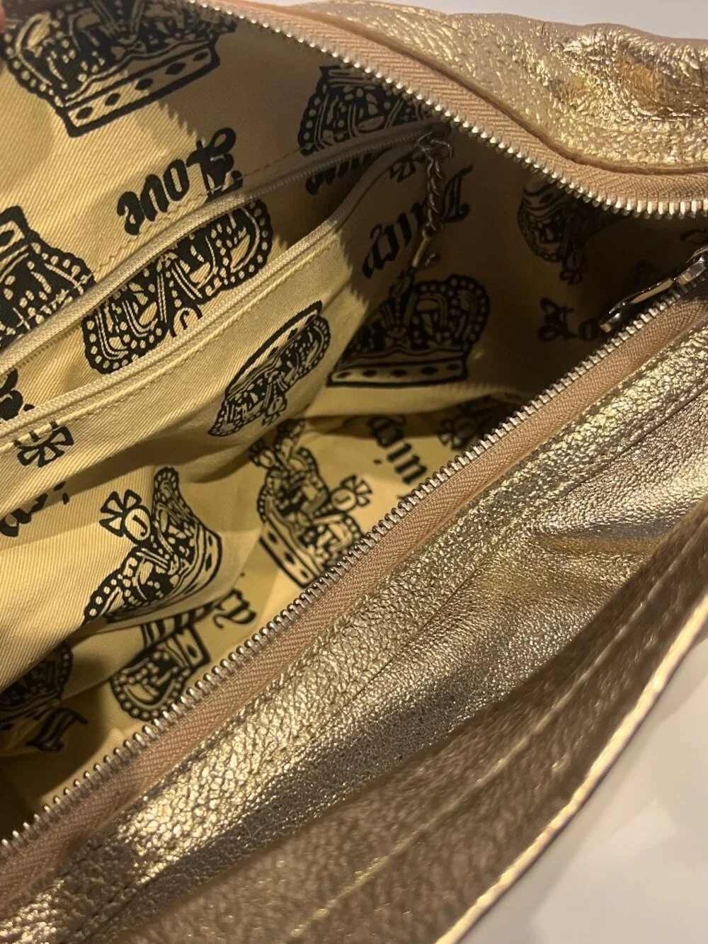 Juicy Couture Metallic Rose gold Leather Small Hobo Bag-Y2K-